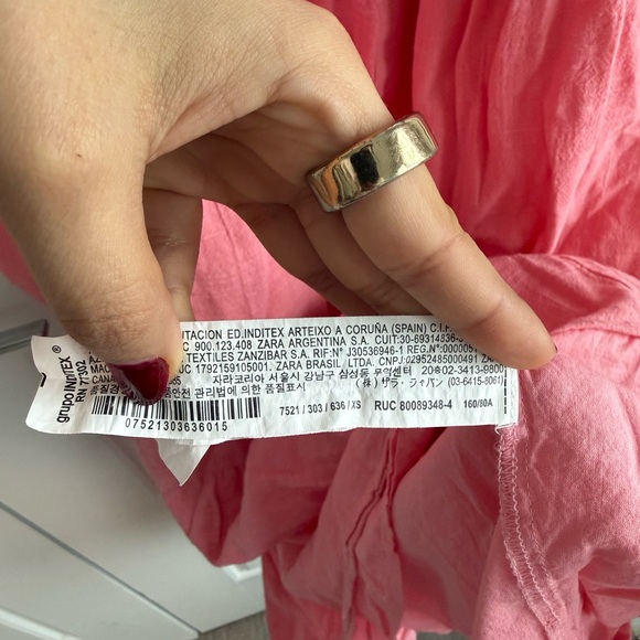 Zara tiered cotton midi dress in bubble gum pink with tie straps - Picture 8 of 8